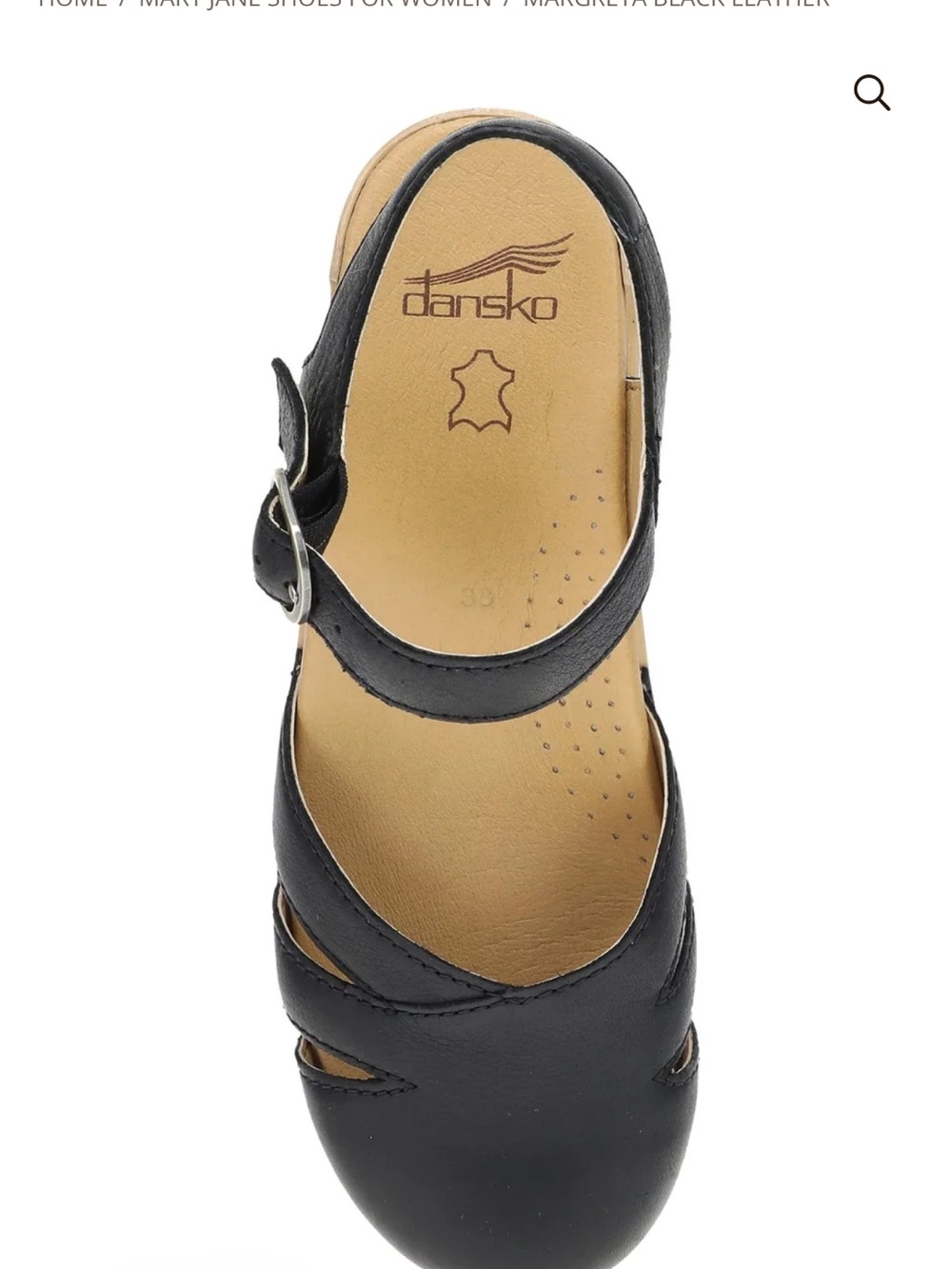 Dansko Black Leather Mary Jane Flat with Cutout Details
